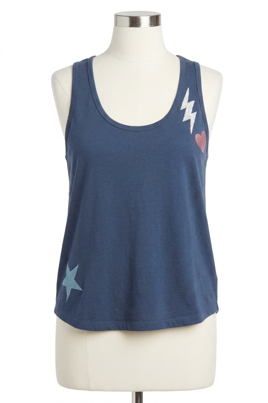 NEW PJ SALVAGE loungewear stoney state of mind tank in navy